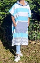 PONCHO rayé turquoise6